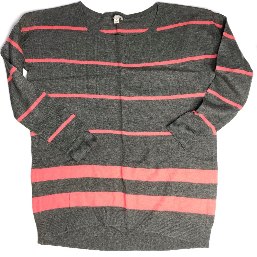 Gap Sweater Wool Blend Grey Coral Striped